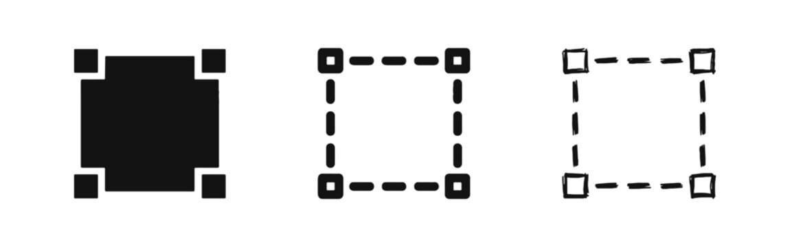 Selection Tool and Bounding Box Icon Set in Three Different Styles