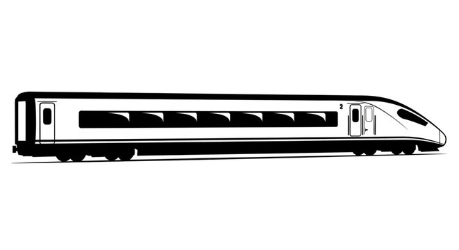 High speed train silhouette on a white background