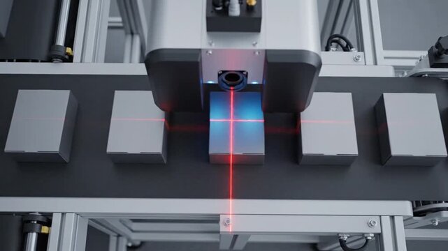 Automated conveyor belt scanning packages with industrial laser sensors