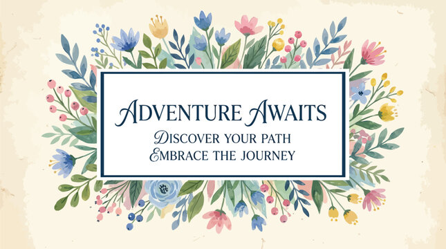 Watercolor flowers frame the inspirational quote about discovering a new path and embracing the journey.
