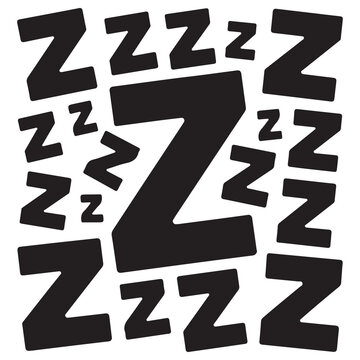 Black letter z scattered pattern symbol representing sleep and snoring concept design