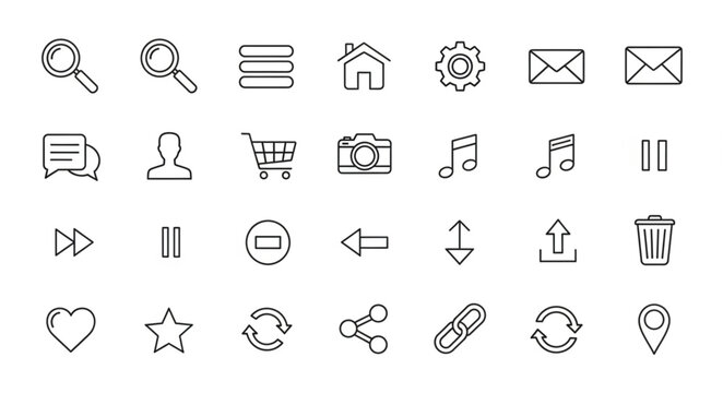 Collection of web interface icons.