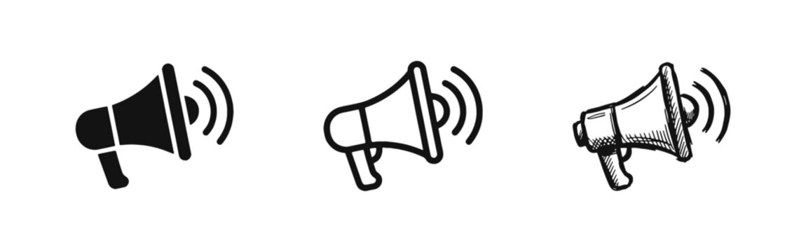 Megaphone Loudspeaker Icon Set for Marketing and Promotion
