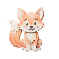 Fototapeta premium Cute paper cut fox illustration isolated. Woodland animal nursery decor.