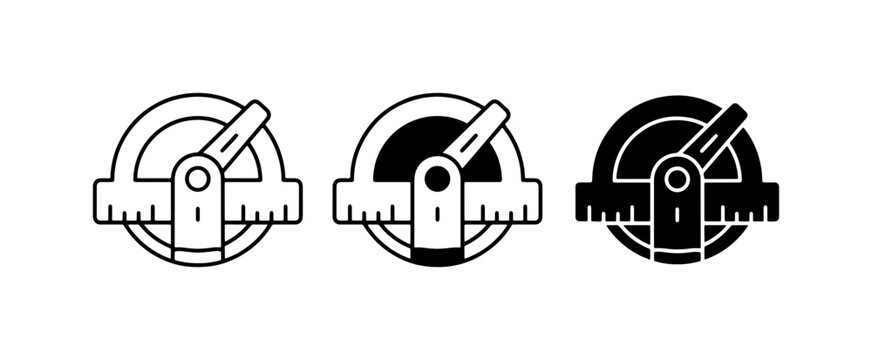 Protractor Icons Set, Measurement Tools, Engineering and Geometry Symbols, Precision Instruments, Scientific Equipment