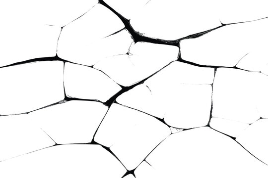 Cracked surface texture with irregular fractures abstract broken pattern in black and white silhouette high quality professional