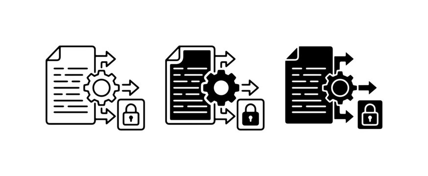 Document Security Icons, Data Protection and Privacy Concepts, Secure Information Processing and Access Control