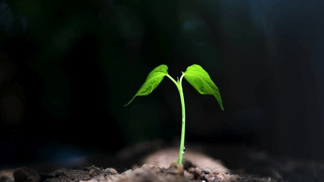 The concept of human care for the planet and nature. Seedling put down into fertile soil and corrected by pressing soil with hands. Growth of a plant.