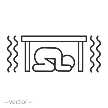 Earthquake safety place outline icon isolated on white