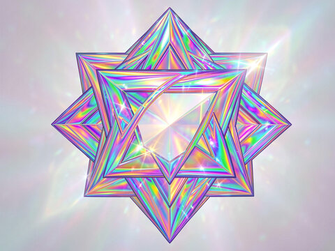 A mysterious atmospheric star figure designed with colorful geometric lines