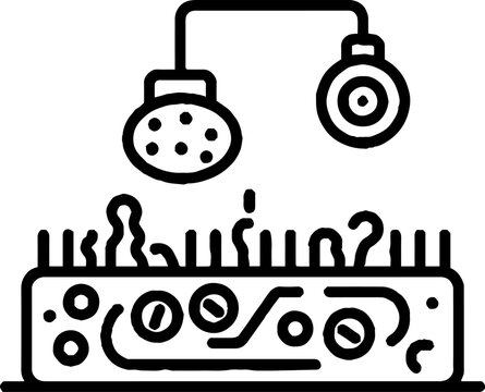 Laboratory petri dish with microbial cultures line icon