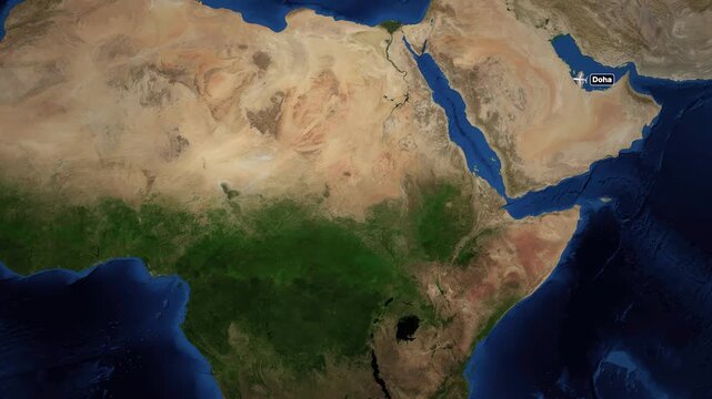 Animated Flight Route Map from Doha to Lagos over Africa