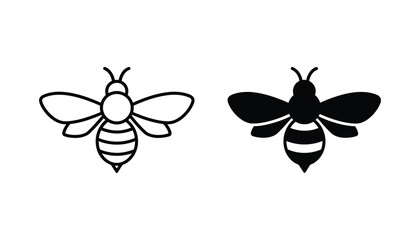 Honey bee insect icon in clean outline and solid black silhouette for environmental nature branding and agricultural product packaging design assets © David