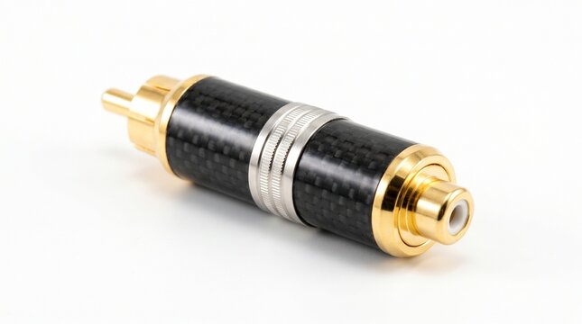 Highend gold plated rca audio connector isolated on white background
