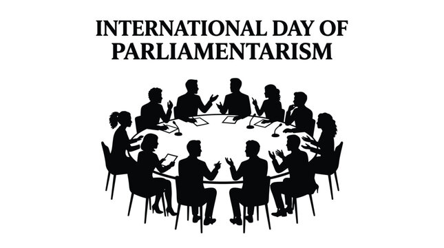 Group of people sitting around a circular table for the international day of parliamentarism meeting event