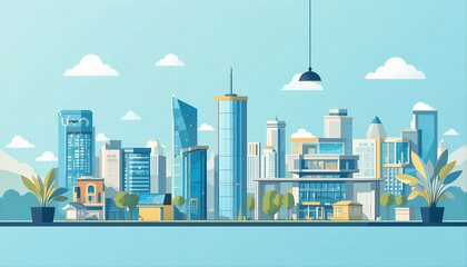 Fototapeta premium Building in the city flat illustration 