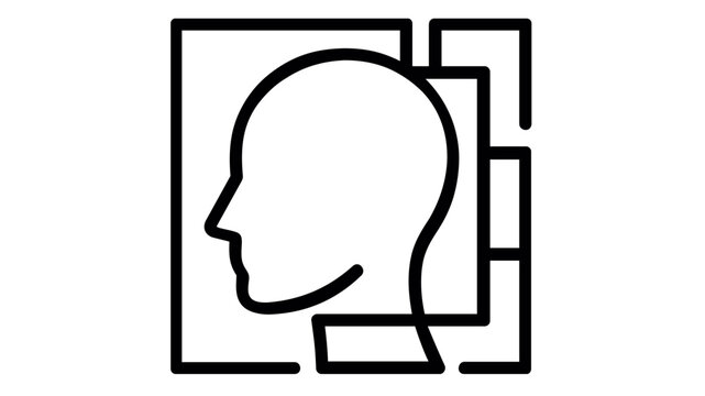 AI Assistant and User Profile Vector Icon Illustration. Minimalist Clean Line Art Design Featuring a Human Head Profile with Digital Elements for and Technology Concepts.