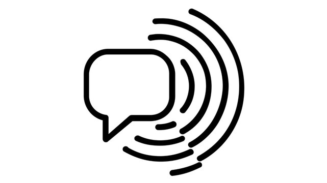 Voice AI and Audio Assistant Vector Icon Illustration Featuring a Speech Bubble with Sound Waves in a Clean Minimalist Line Art Style for Technology Communication and Digital Interface Design