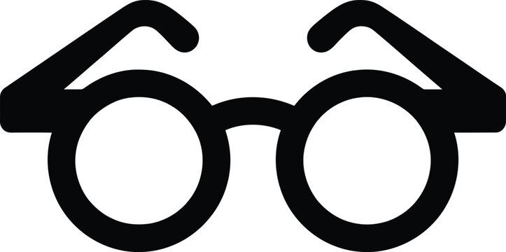 Simple classic round frame black eyeglasses icon for clear vision and reading