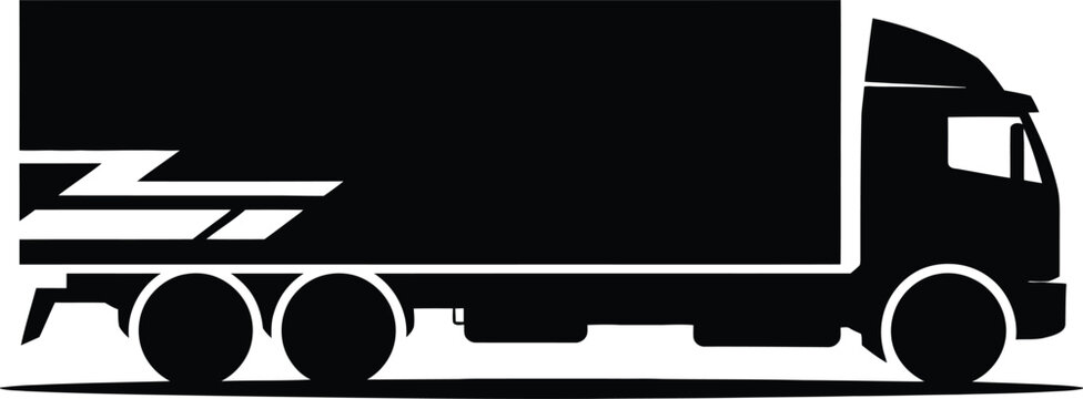 Truck silhouette with black and white mover truck box truck transport semitruck silhouette illustration logistics delivery shipping commercial industry business minimalist isolated