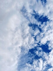 Fototapeta premium Dramatic Cloudy Sky Background With Blue Sky and Soft White Clouds