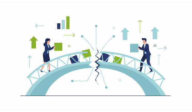 Business recovery and partnership trust rebuilding communication teamwork vector illustration