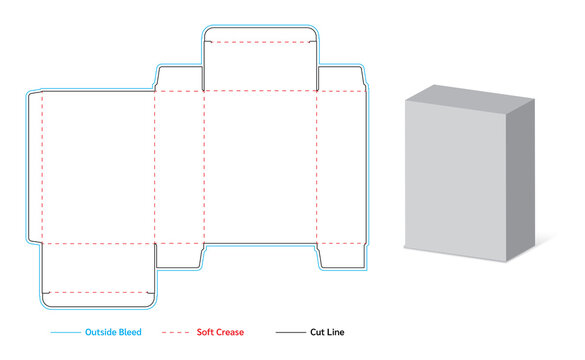 Packaging Dieline Template for Straight Tuck Box with Side Locking Mechanism