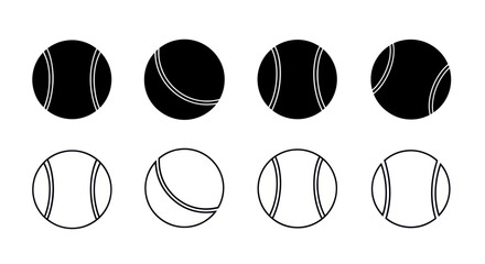 Fototapeta premium Set of tennis balls icons, black and white