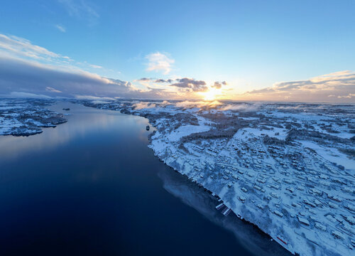Winter Sunrise Over F&oslash;rresfjorden Near Haugesund, Norway