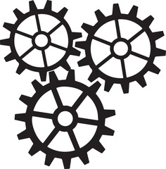 Obraz premium Three interlocking black gears vector illustration Vector