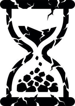 Broken Hourglass Vector Illustration Representing Lost Time