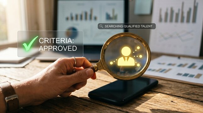 Searching for qualified talent with approved criteria using a magnifying glass
