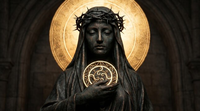 Eucharist Feast of Corpus Christi. Jesus Christ in the monstrance present in the Sacrament of the Eucharist. holy grail, bronze and gold cup with christian and religious cross. Jesus Christ. 