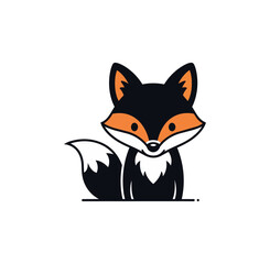 Obraz premium Cartoon fox illustration on black background for design