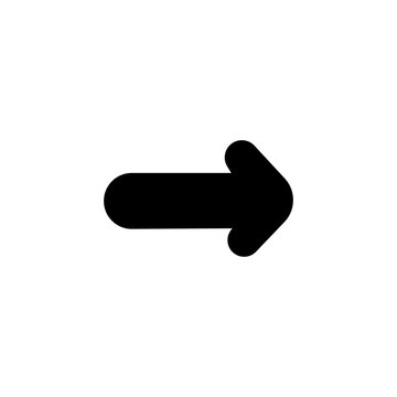 A simple black arrow pointing to the right with a smooth, curved angle.
