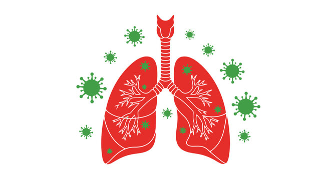 Human Lungs with Virus Infection.