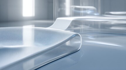 Fototapeta premium Abstract futuristic design with curved surfaces and soft lighting