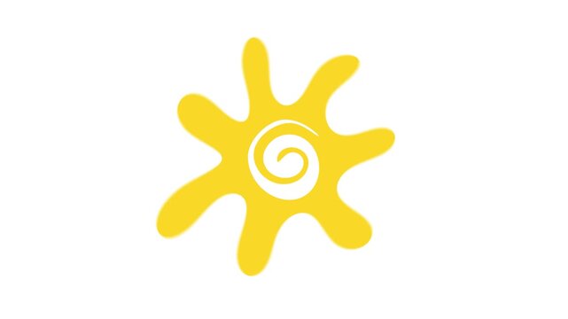A cute, yellow sun icon wobbling in a seamless loop. 2D cartoon animation. Isolated on a white background, ideal for summer, weather, and kids projects. Vitamin D and sun protection themes.
