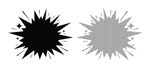 Explosion burst vector graphic, dynamic comic book pop art element, black and white starburst shape, abstract boom effect for marketing and design projects © Caleb