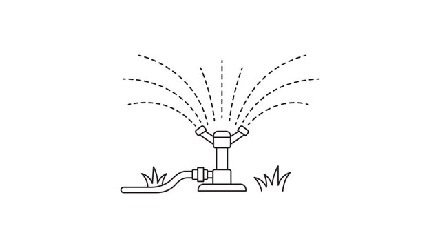 Professional lawn sprinkler vector icon with editable stroke, ideal for garden irrigation and water management illustration, showcasing a sleek line design for landscape maintenance graphics.