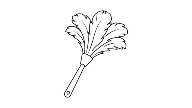 Professional feather duster vector icon with editable stroke. This minimalist line illustration of a cleaning tool features an adjustable stroke weight, making it a perfect scalable outline.