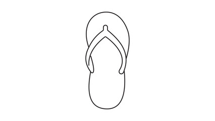 Hand-drawn summer sandal flip flop vector icon illustration featuring an editable stroke to adjust line thickness, ideal for vacation planning, beach themes, and minimalist travel graphics. © AlSadiMd