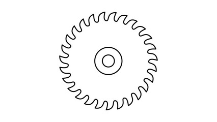 Industrial circular saw blade illustration featuring an editable stroke. This scalable vector icon showcases a minimalist hand-drawn design of a cutting disc for carpentry and construction projects. © MohimaAfriz
