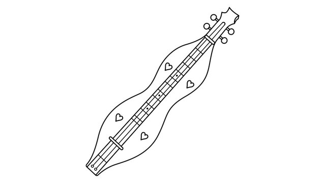 Exquisite hand-drawn Appalachian Dulcimer vector icon illustration with editable stroke, featuring a clean minimalist line art of the wooden string instrument, ideal for musical heritage projects.