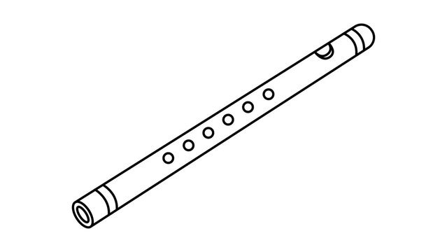 Indian bansuri flute vector icon with editable stroke, traditional bamboo woodwind musical instrument illustration, customizable line weight woodwind graphic, hand-traced minimalist wood flute.