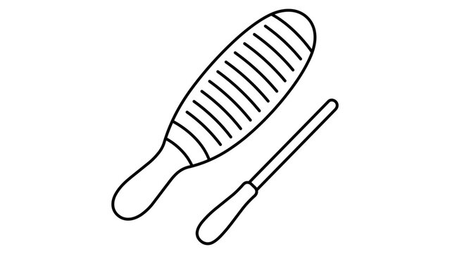 Continuous line illustration of a guiro percussion instrument. This minimalist vector icon features an editable stroke weight, making it a perfectly scalable and customizable graphic resource.