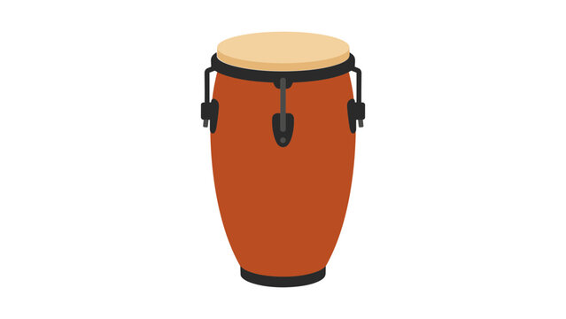 Professional conga drum vector icon in a clean hand-drawn style. Minimalist percussion instrument illustration representing rhythmic latin music, festive beats, and traditional drumming.