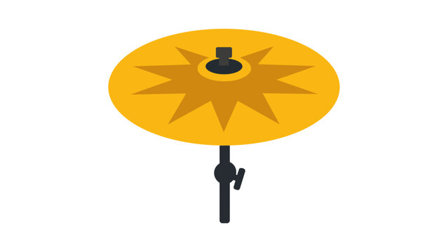 Professional crash cymbal vector icon illustration for drum set percussion, hand-drawn with a minimalist line art style and scalable outline, perfect for music studio graphics and band logos.