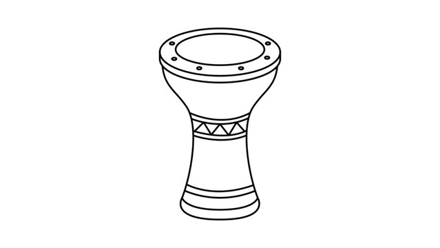 Darbuka goblet drum vector icon illustration with an editable stroke and customizable line weight, showcasing a minimalist hand-drawn outline of a traditional ethnic percussion musical instrument.