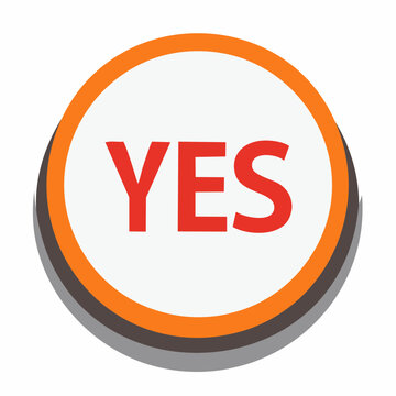 Red YES Button with Orange and Grey Border